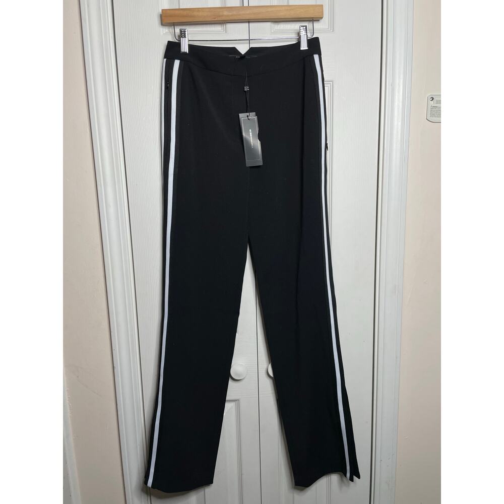 NEW BCBG MAXAZRIA BLACK COMBO ELTON STRIPED TROUSER RND2G655/B798A SZ XXS